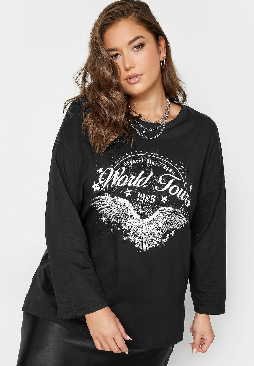 

Футболка с длинными рукавами World Tour Slogan Yours Clothing, черный