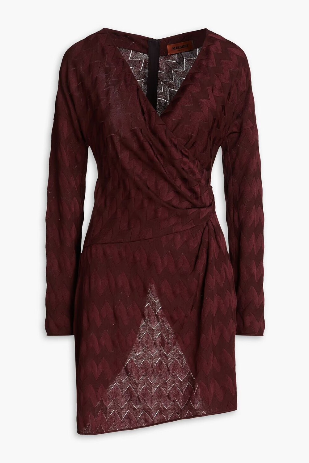 

Плиссированное мини-платье жаккардовой вязки с запахом Missoni, мерло