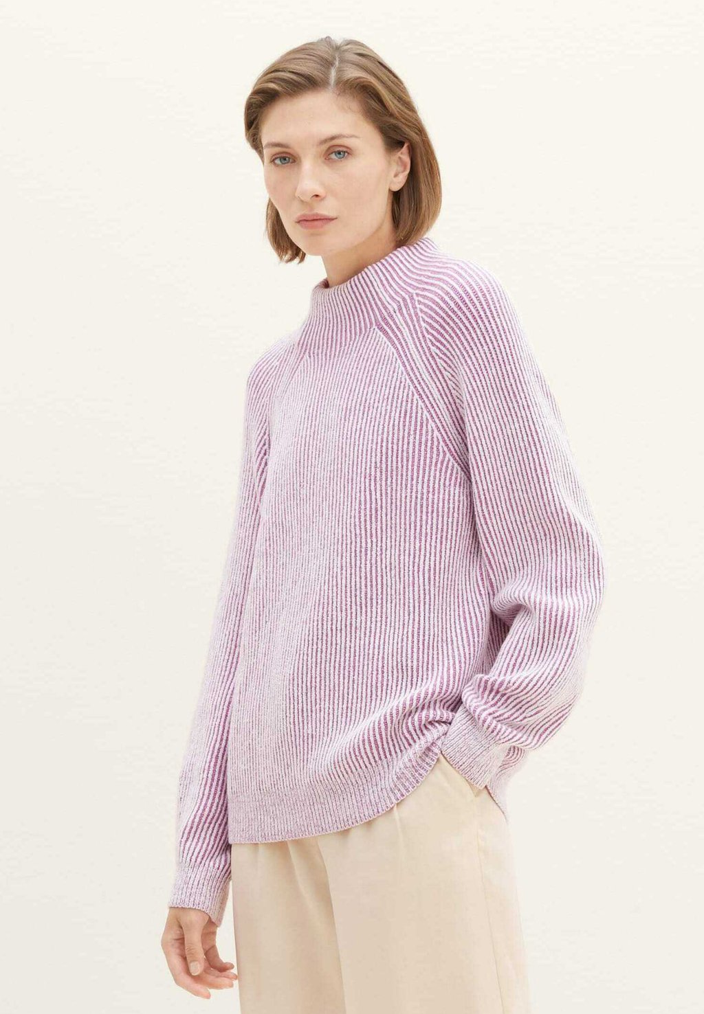 Вязаный свитер TOM TAILOR, цвет offwhite mauve plaited rib цена и фото