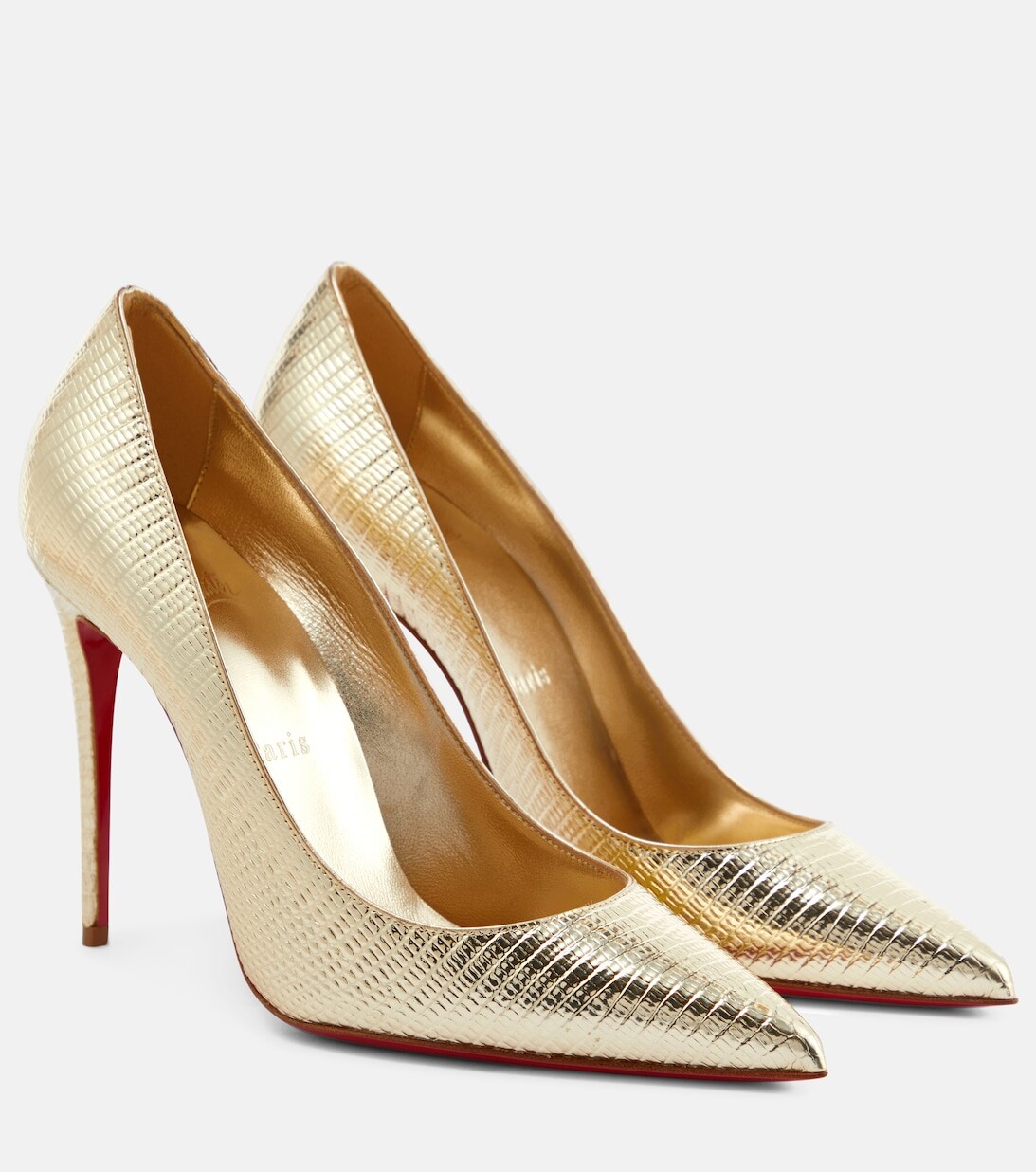 

Туфли Kate из металлизированной кожи с тиснением под змею Christian Louboutin, золотой