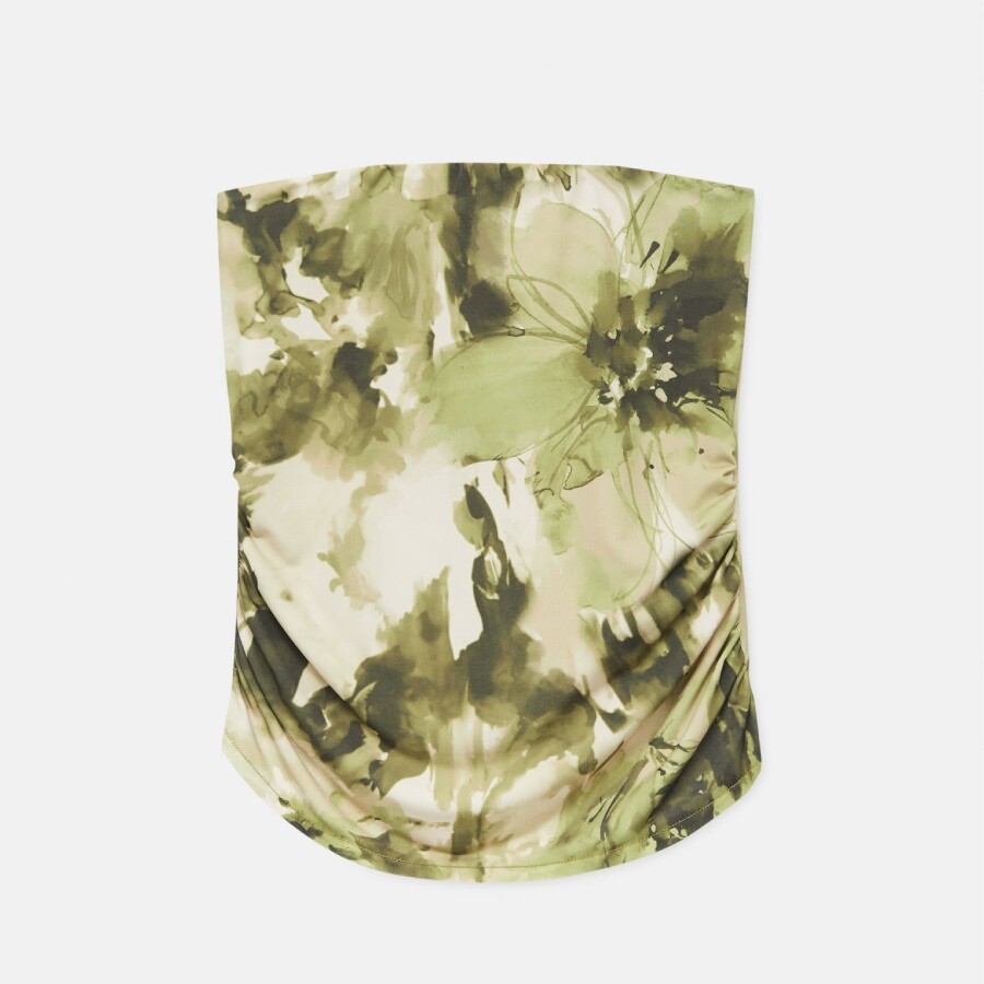 

Топ бандо Pull&Bear Floral Bandeau, зеленый/экрю