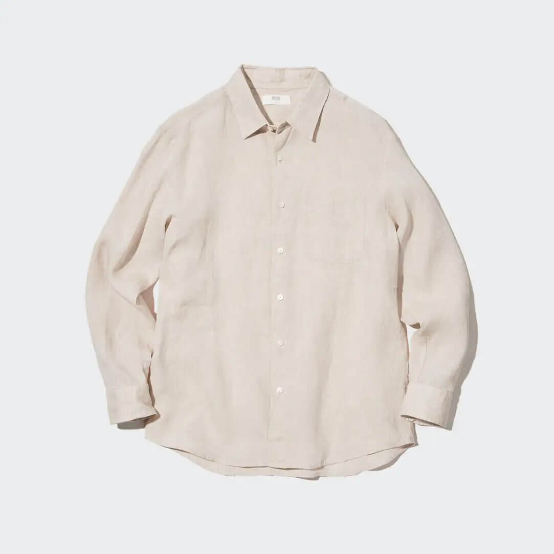

Рубашка Uniqlo 100% Premium Linen, бежевый