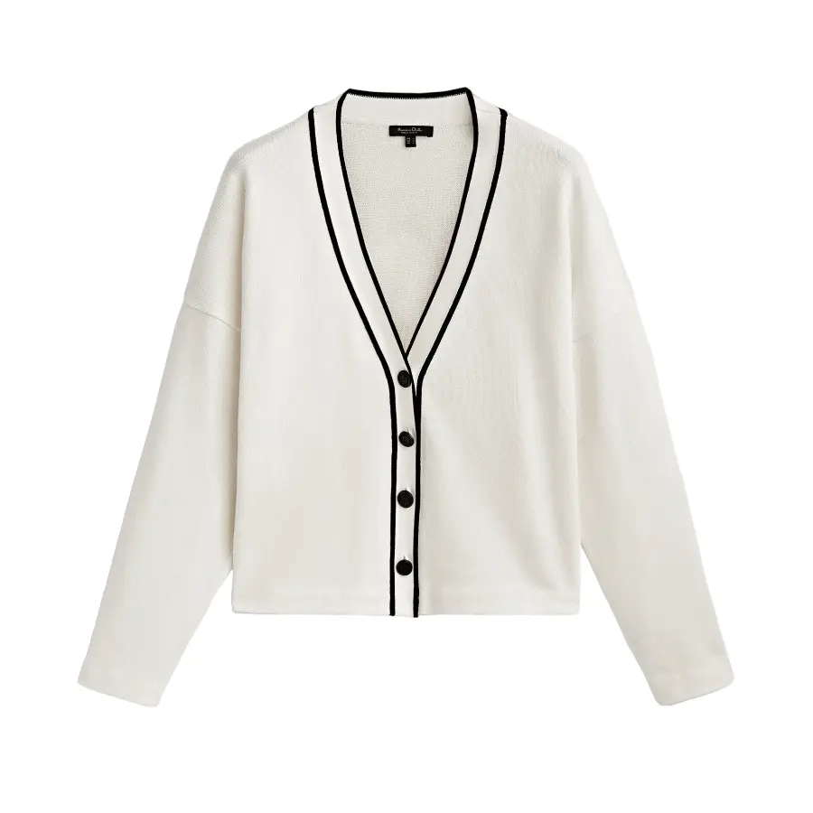 

Кардиган Massimo Dutti Contrast Cotton, кремовый