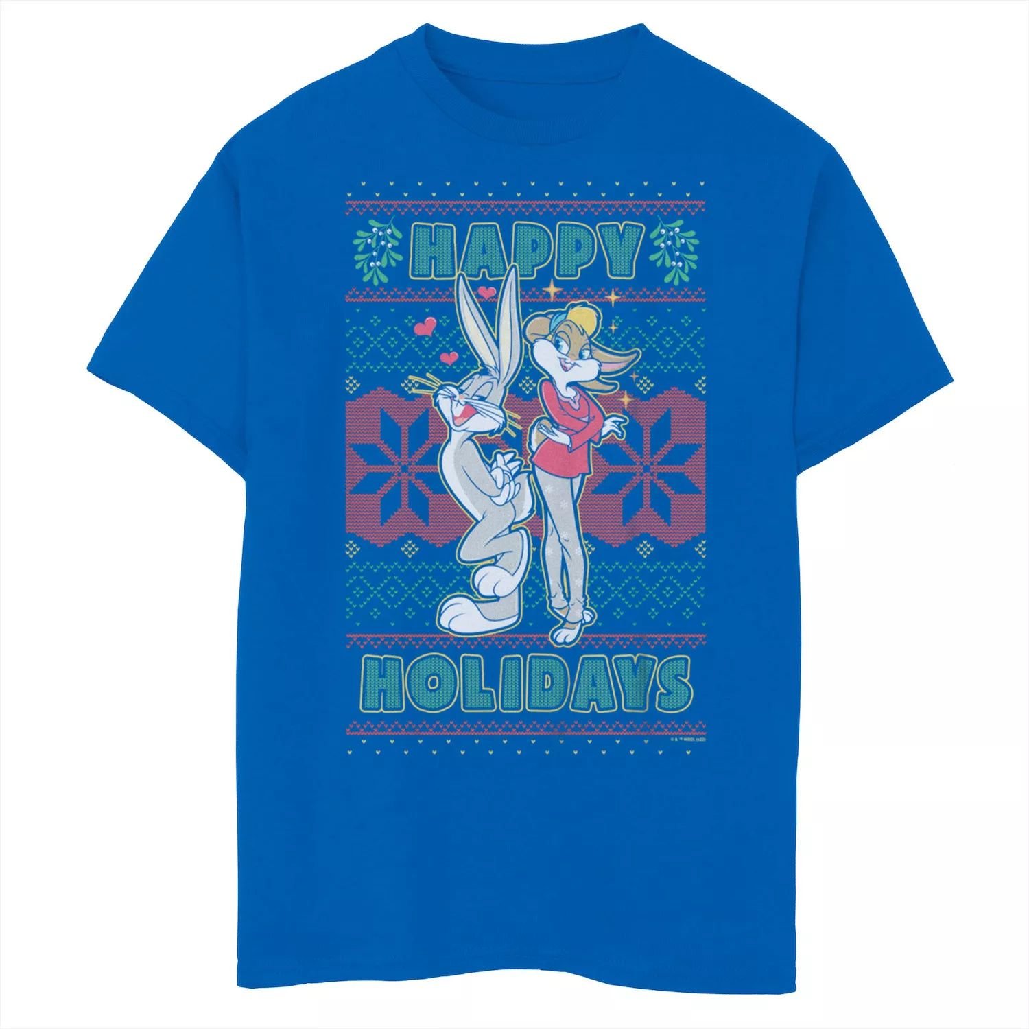 

Футболка с рисунком Looney Tunes Happy Holidays Bugs Bunny Lola для мальчиков 8–20 лет Licensed Character