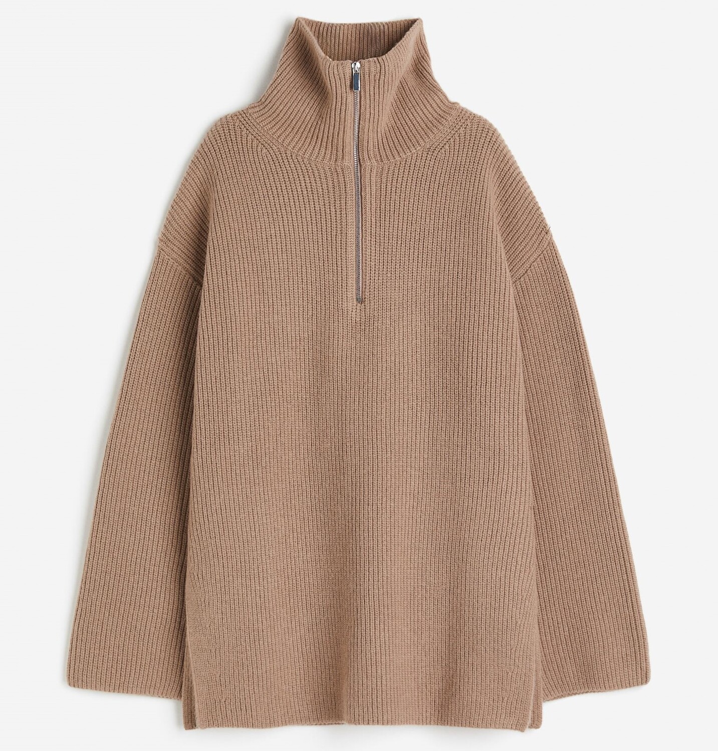 

Свитер H&M Rib-knit Half-zip, бежевый