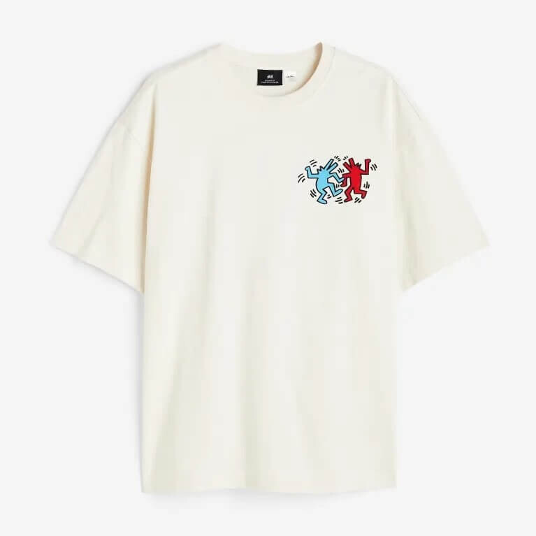 

Футболка H&M Keith Haring Relaxed Fit Printed, бежевый