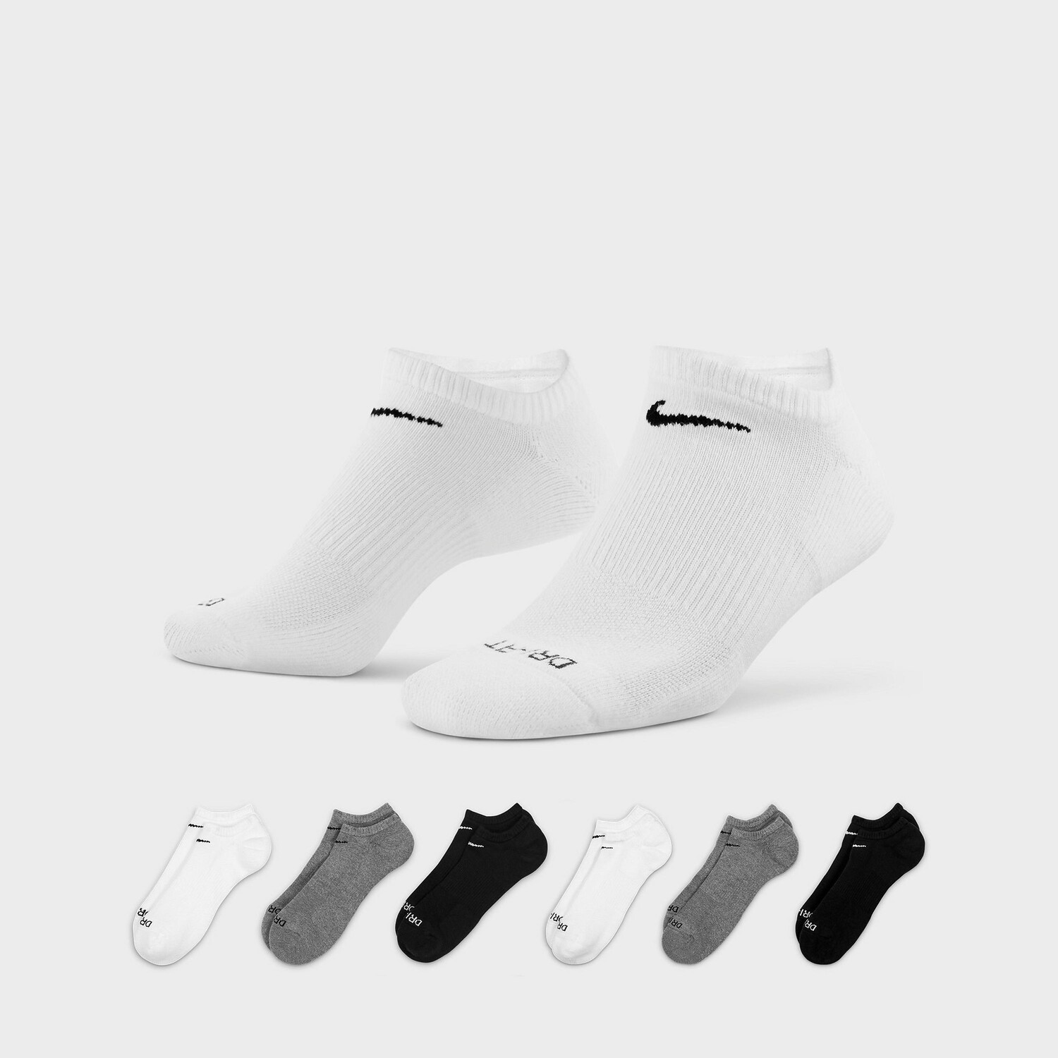 

Носки Nike Everyday Plus No-Show 6 Pack, черный/серый/белый