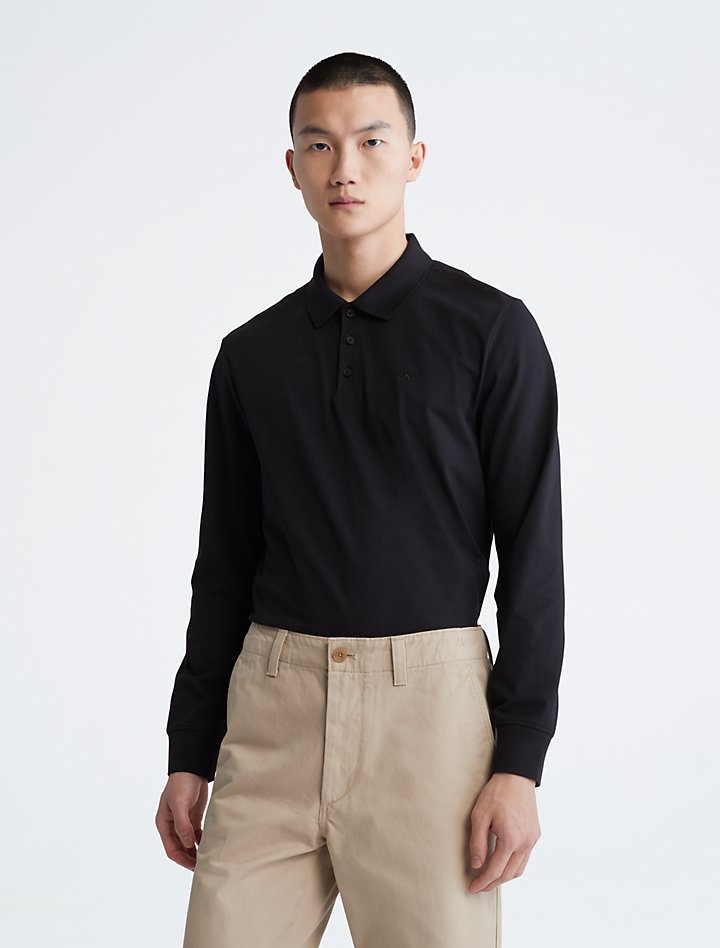 Рубашка поло из гладкого хлопка Calvin Klein, черный