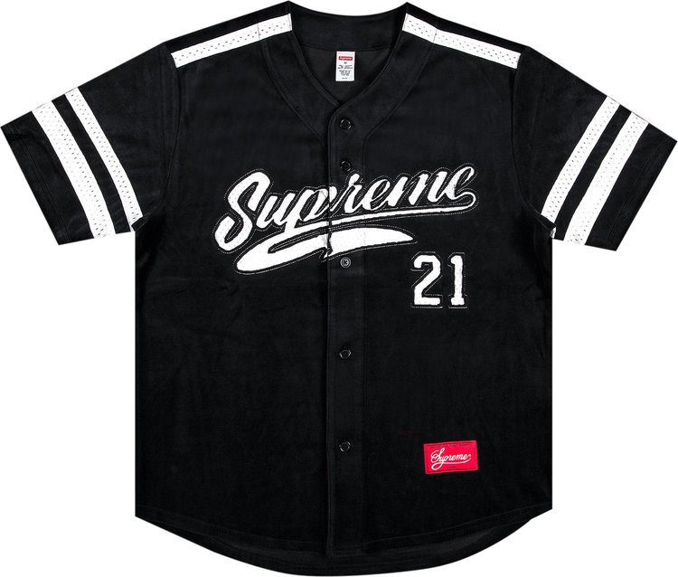 Футболка Supreme Velour Baseball Jersey 'Black', черный