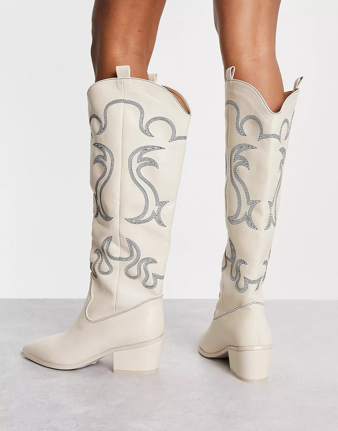 Missguided white cowboy hot sale boots