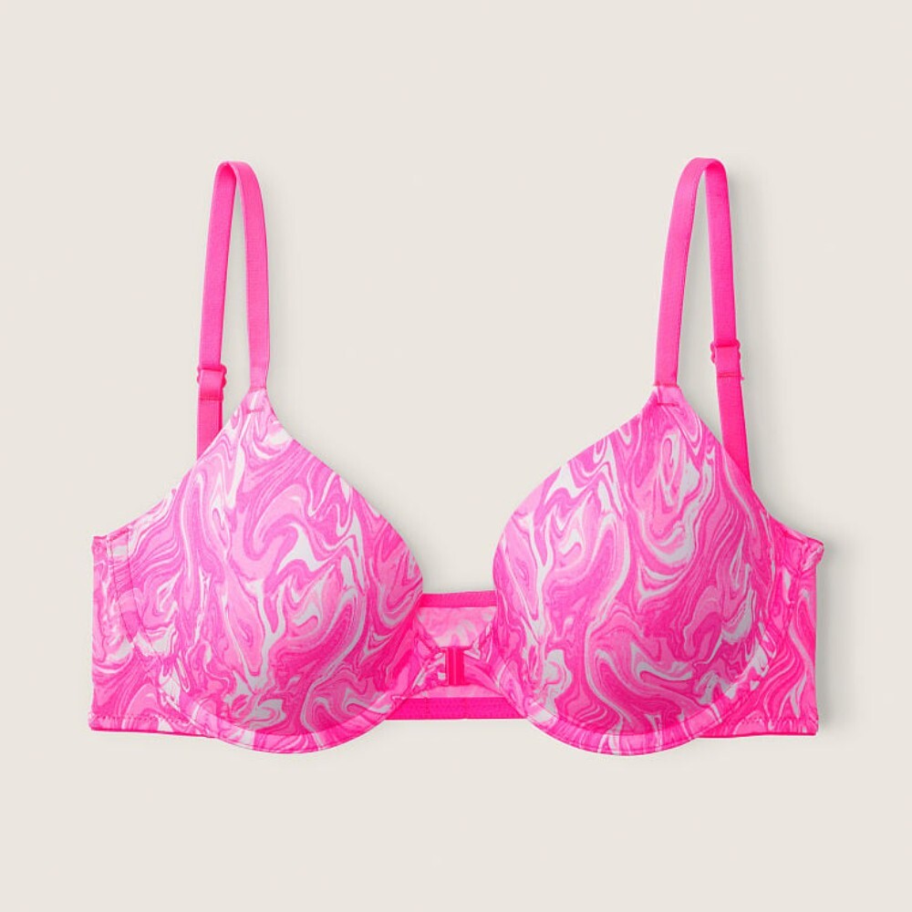 

Бюстгальтер на косточках Victoria's Secret Pink Push-up, ярко-розовый