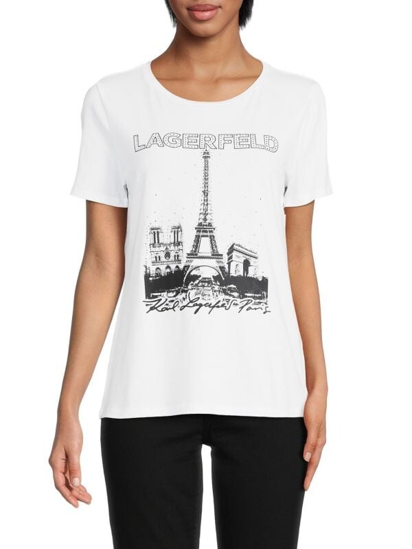 

Футболка Karl Lagerfeld Paris с логотипом эйфелевой башни, белый