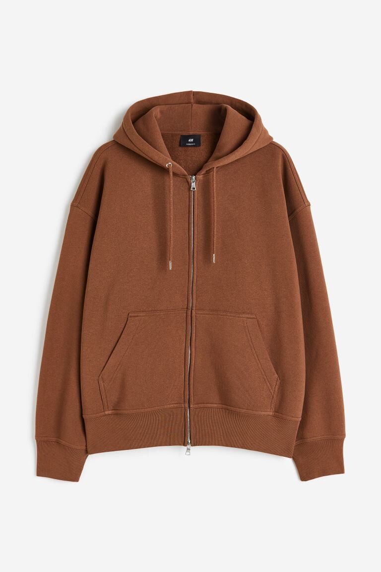 

Худи на молнии оверсайз H&M, коричневый