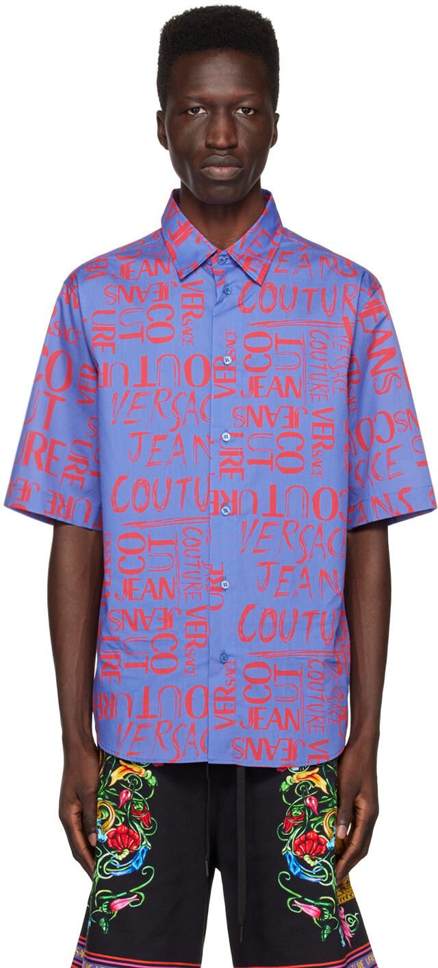 

Синяя и красная рубашка с каракулями Versace Jeans Couture
