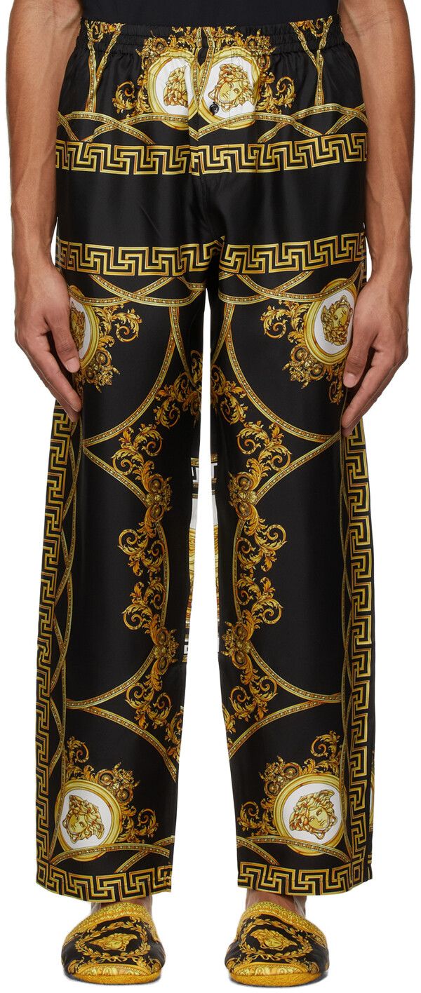 

Черные пижамные штаны с принтом Barocco Versace Underwear, Черный