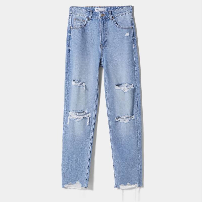 

Джинсы Bershka Ripped Mom, голубой