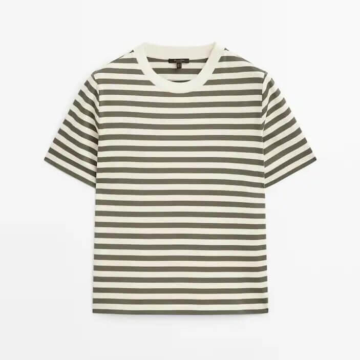 

Футболка Massimo Dutti Striped Cotton, хаки