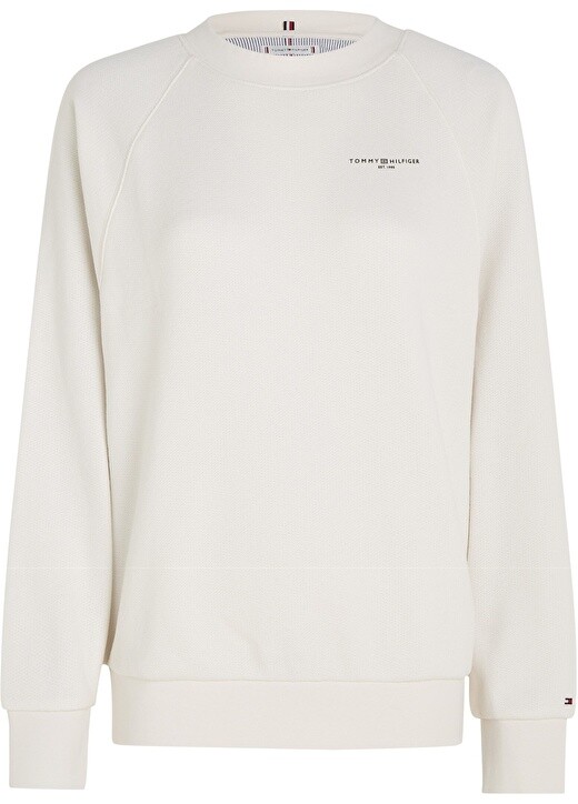 

Однотонный бежевый женский свитшот с круглым вырезом Tommy Hilfiger