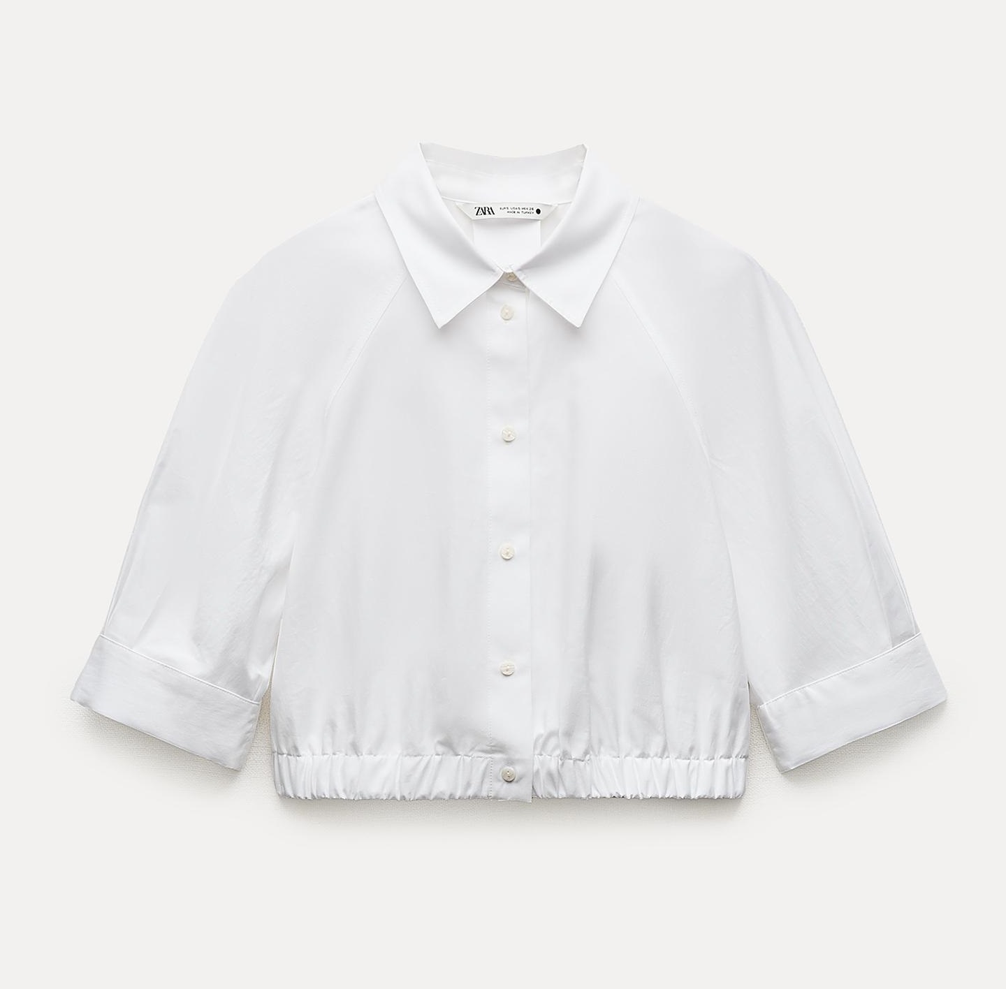 Рубашка Zara Zw Collection Cropped Stretch, белый рубашка zara zw collection 100% ruffled ramie белый