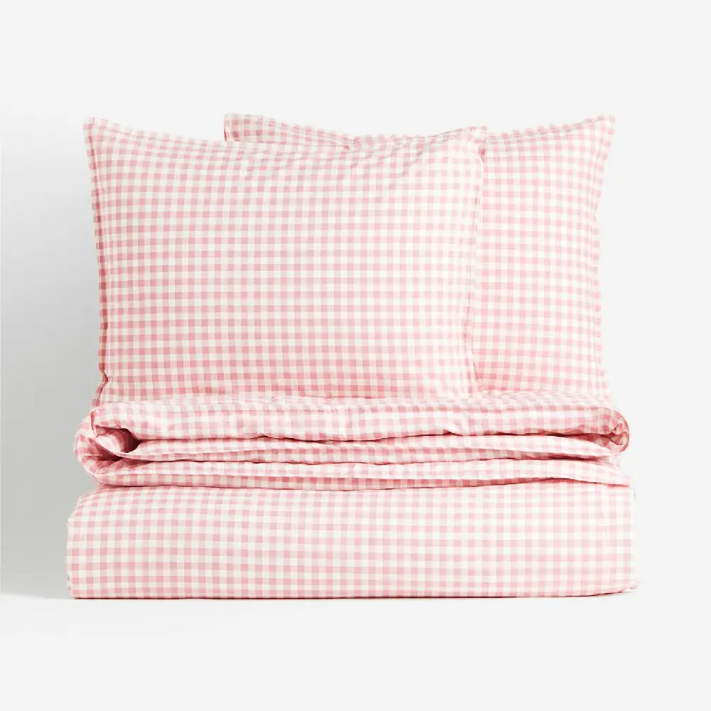 

Комплект двуспального постельного белья H&M Home Patterned, светло-розовый