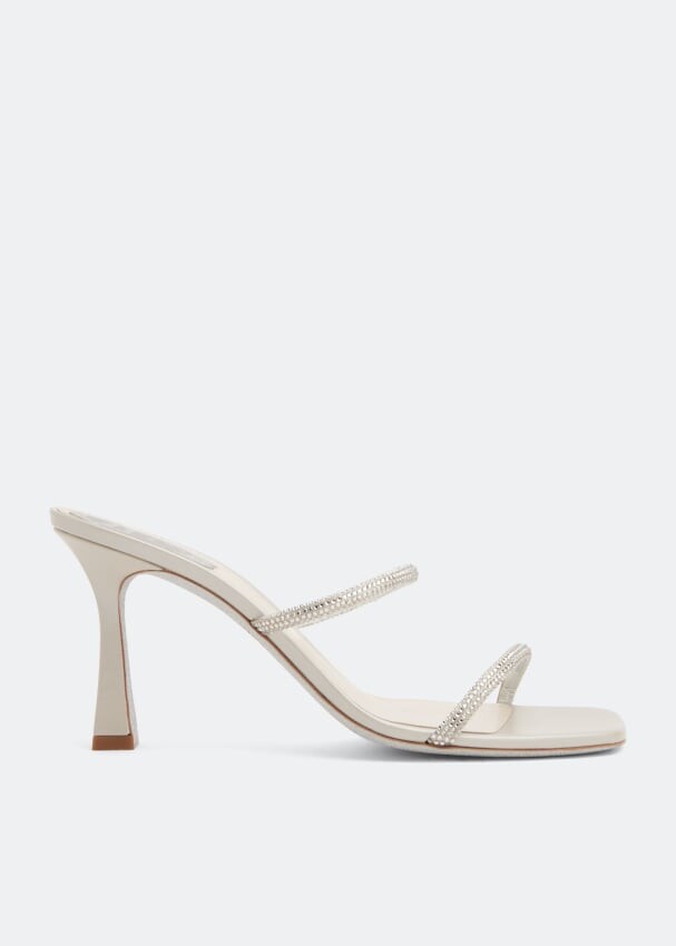 

Мюли RENÉ CAOVILLA Satin crystal-embellished mules, серебряный
