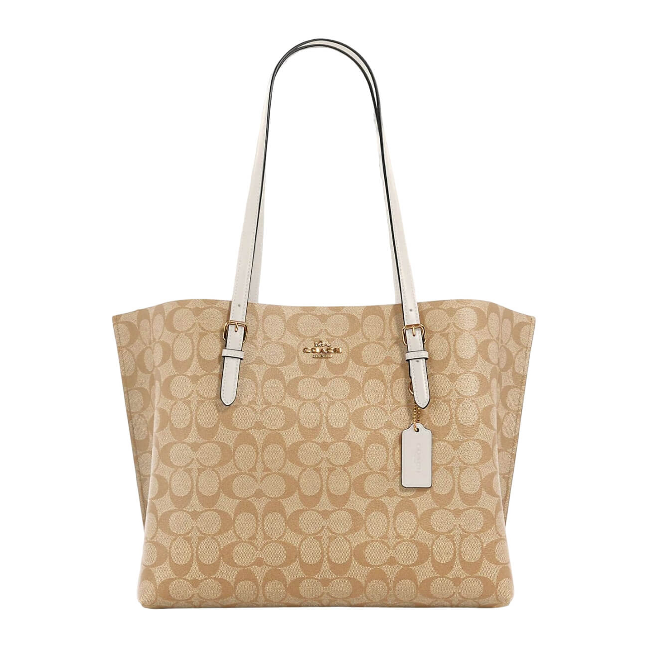 Сумка Coach Outlet Mollie Tote in Signature Canvas, светло-бежевый/белый - фото