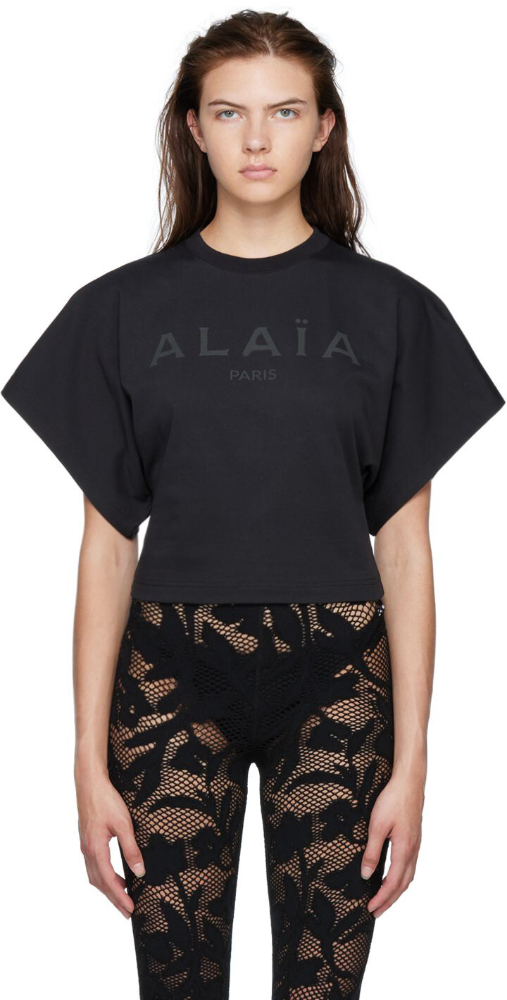 

Черная футболка с принтом ALAÏA, Черный