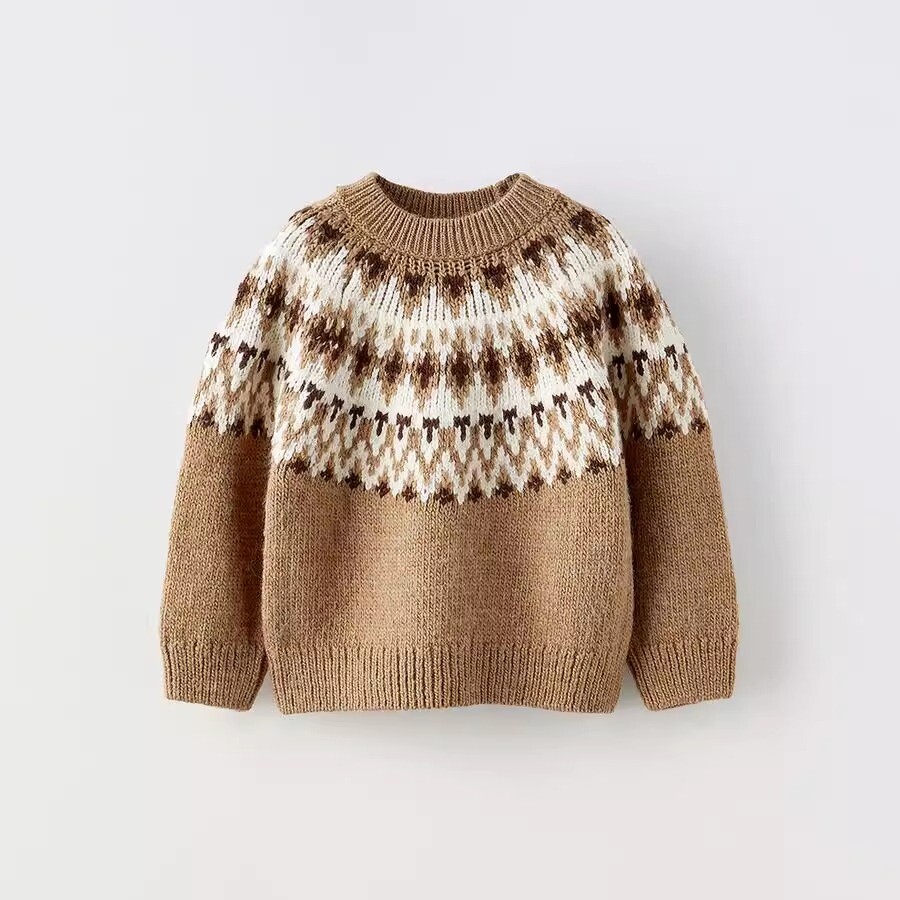 

Свитер ZARA Jacquard, коричневый/бежевый