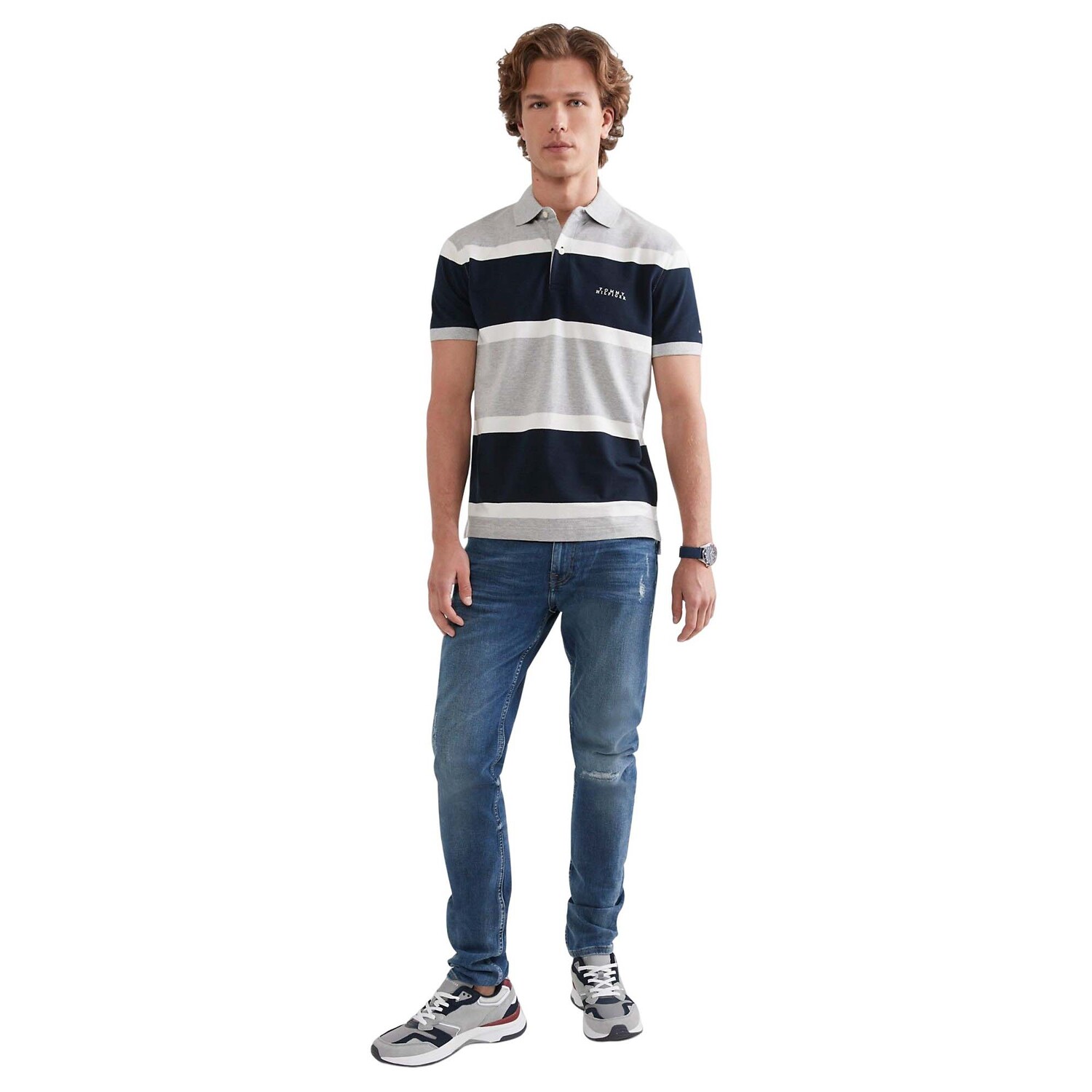 

Поло Tommy Hilfiger Rugby Stripe, серый/мультиколор