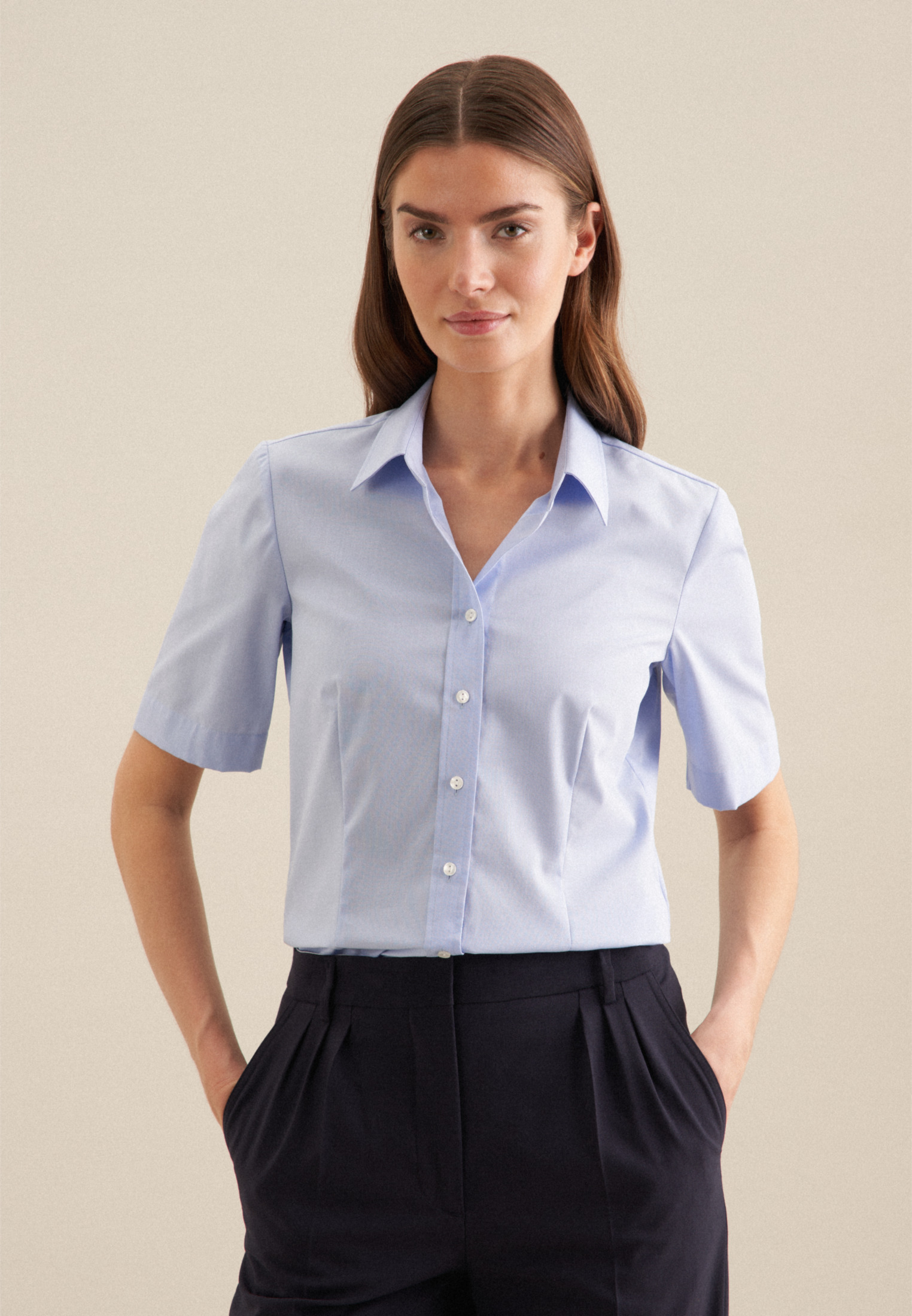 Блуза Seidensticker Hemd Regular, светло-синий