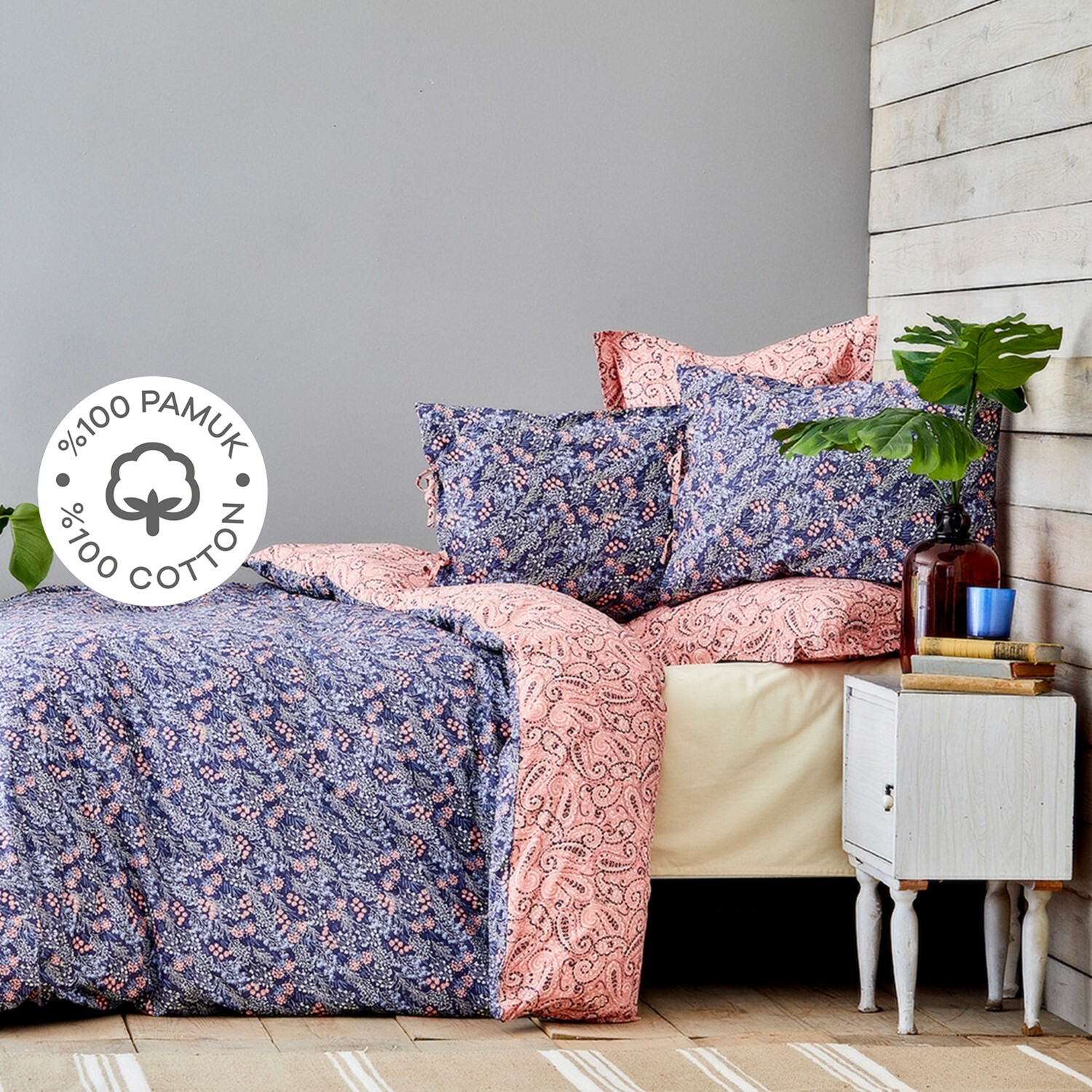 

Karaca Home Sault Indigo Yavruağzı Комплект постельного белья из 100% хлопка