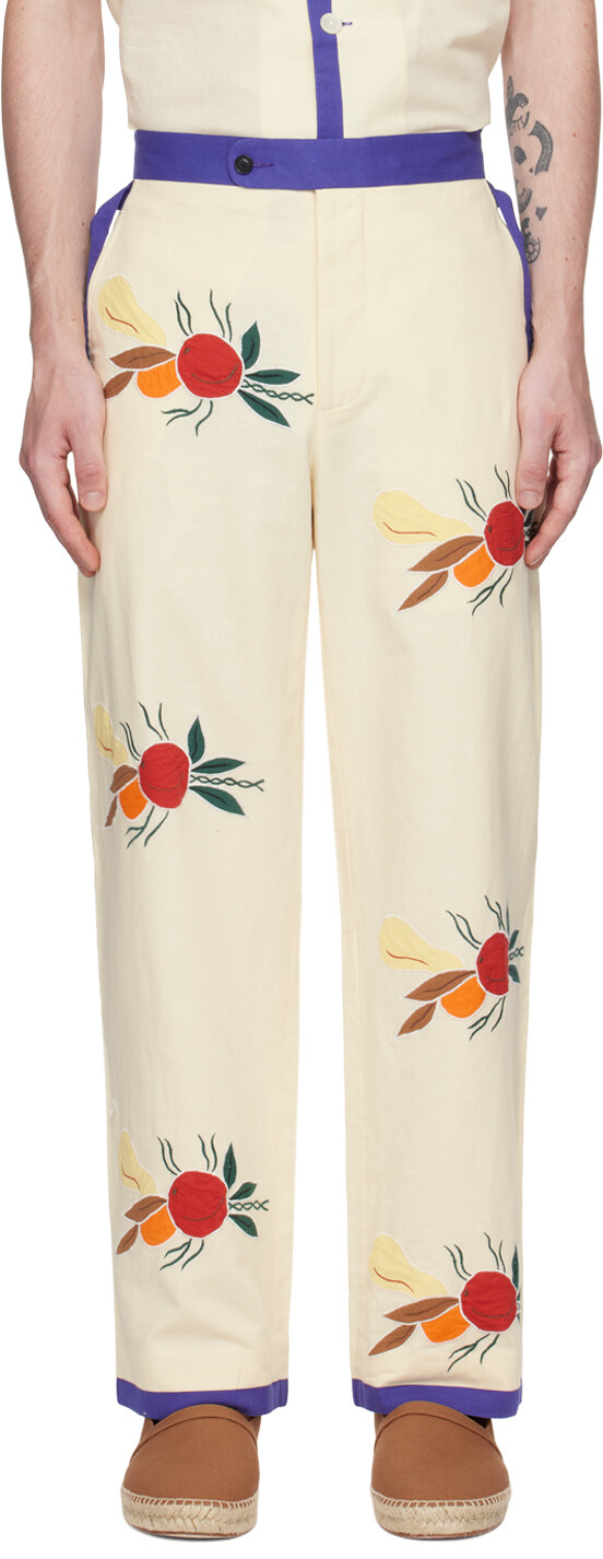 

Белые брюки Bode Off-White Fruit Bunch, Белый