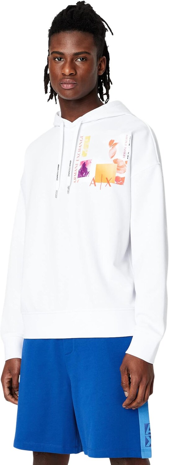 

Толстовка с кулиской и нашивкой-коллажем Armani Exchange, белый