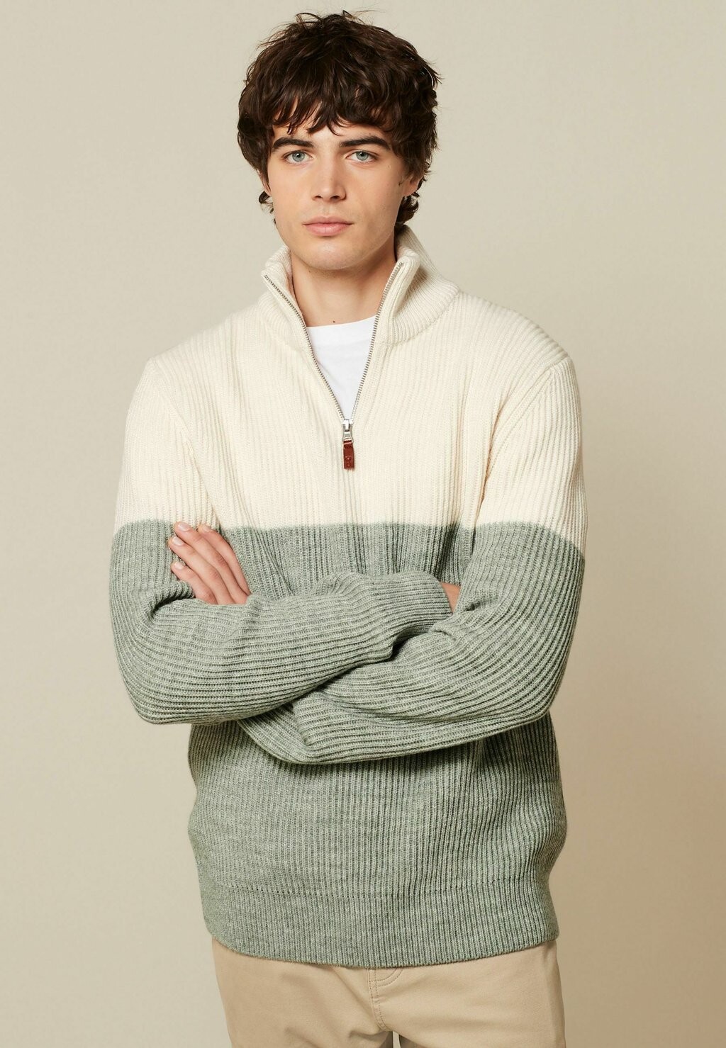 

Свитер Zip Neck Regular Fit Next, цвет green grey