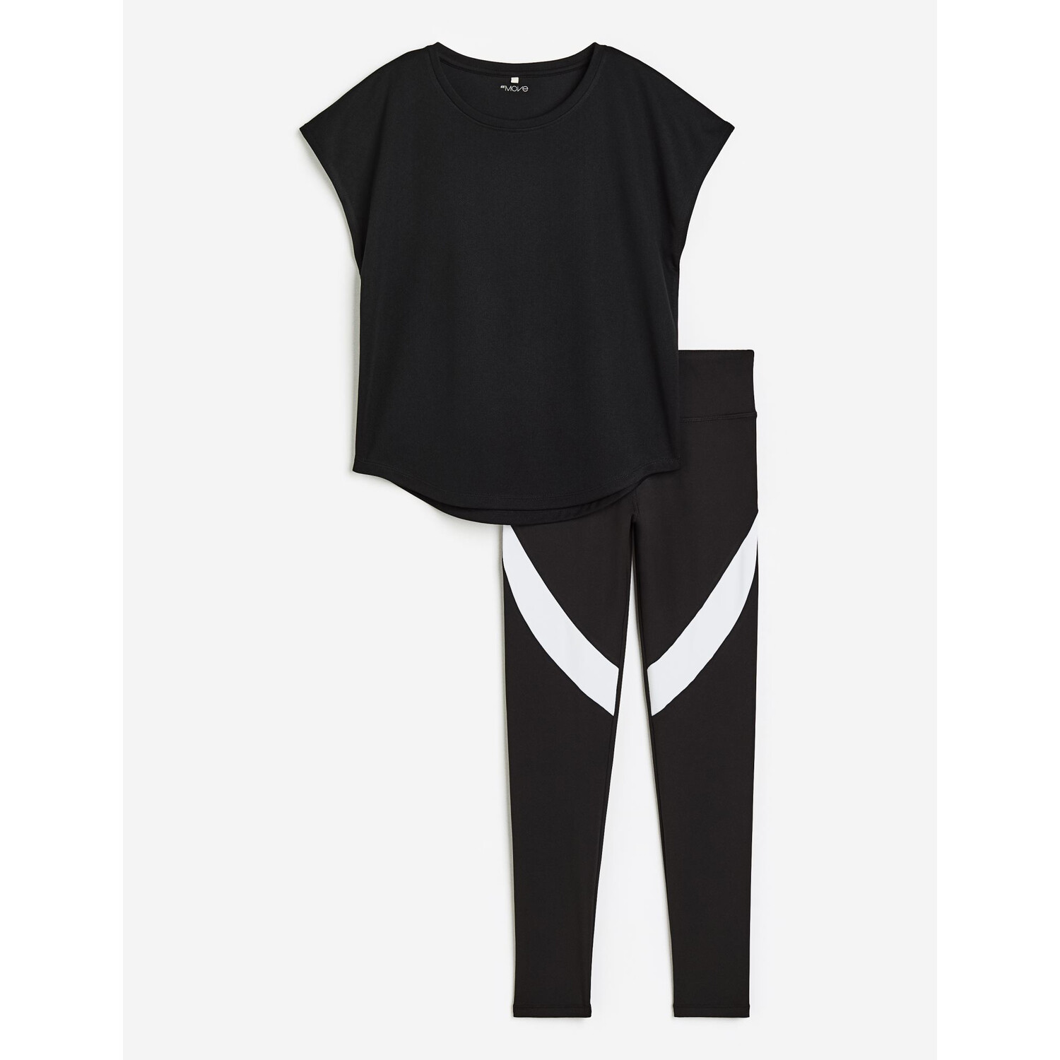 

Спортивный комплект из 2 предметов H&M Move Color-block, черный/белый