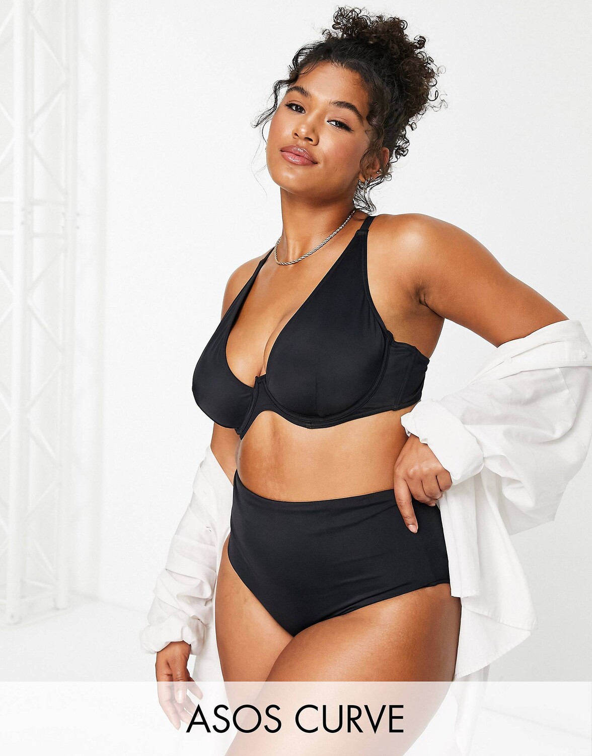 

Черный бикини-топ на косточках ASOS DESIGN Curve mix and match