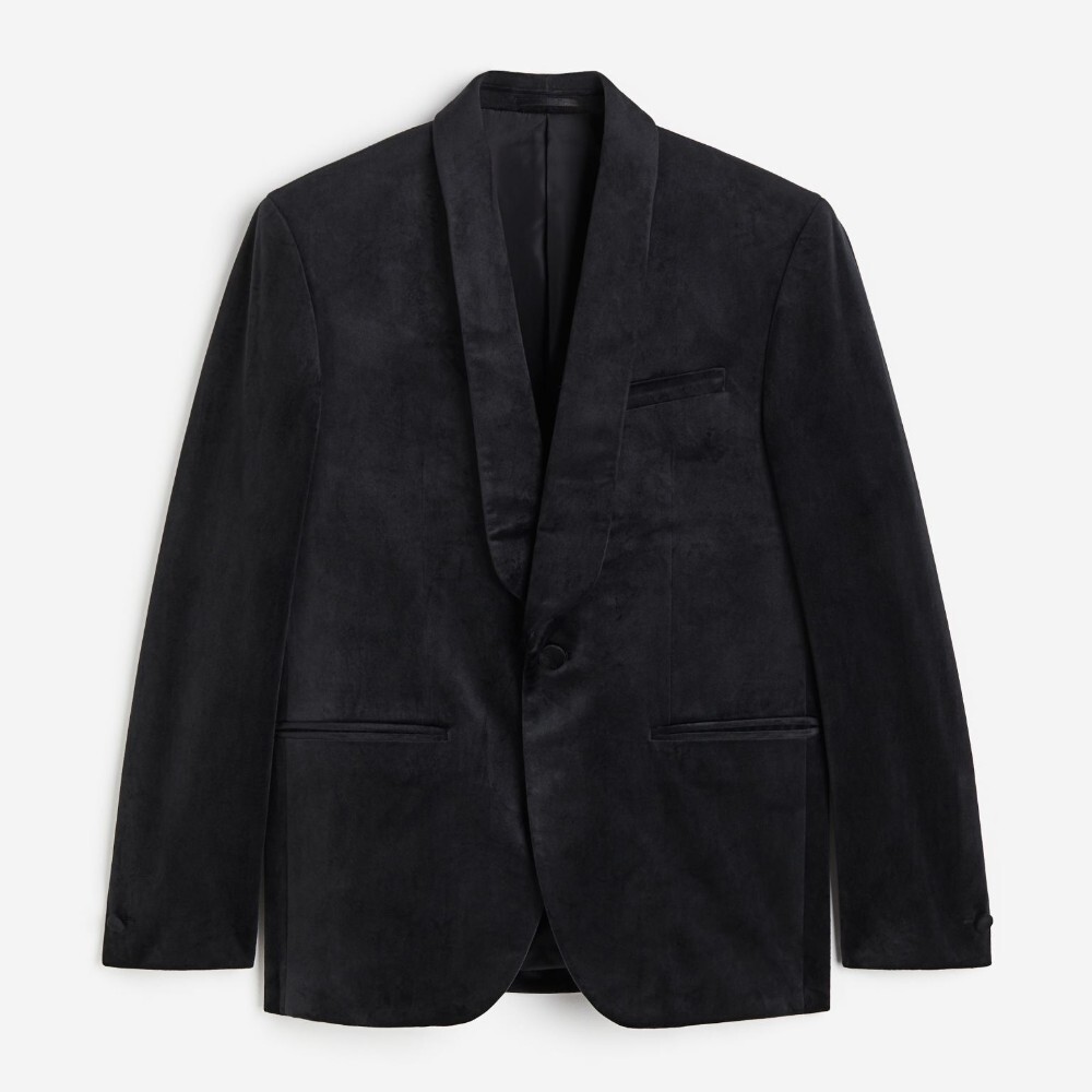 

Пиджак H&M Regular Fit Shawl-collared Velvet, черный