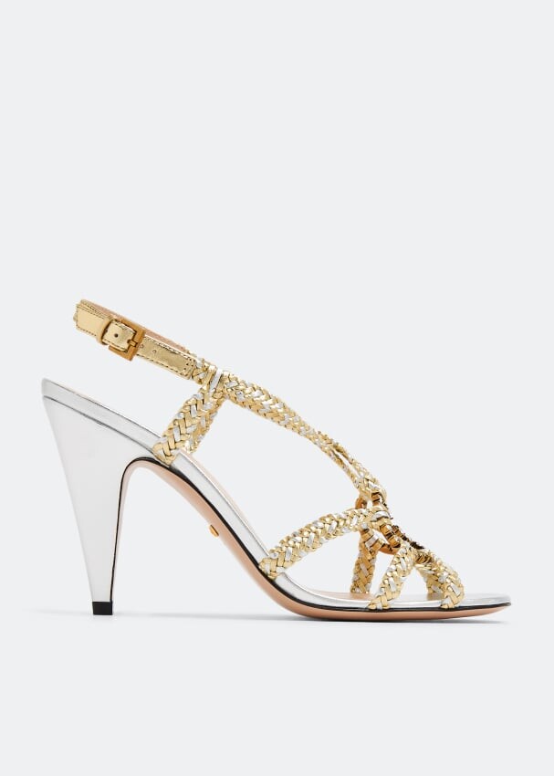 

Сандалии GUCCI Crystal Interlocking G sandals, металлик