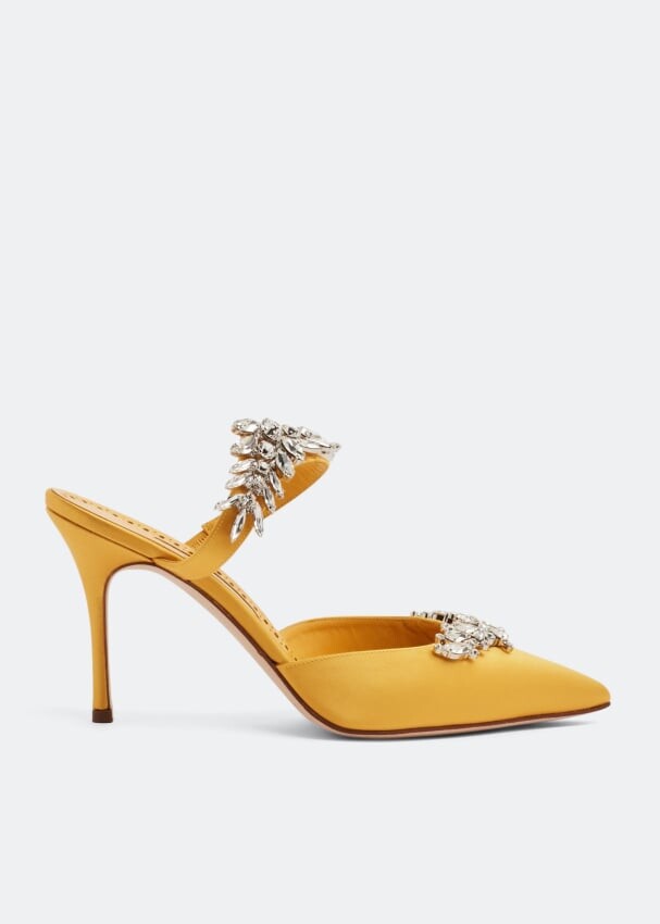 

Мюли MANOLO BLAHNIK Lurum satin mules, желтый