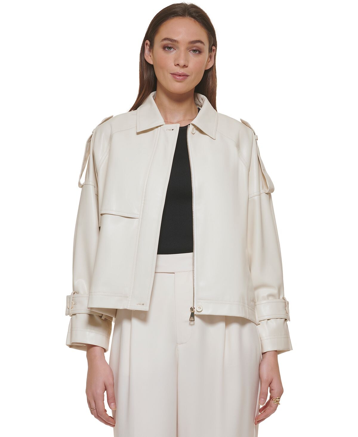 

Женский тренч оверсайз из искусственной кожи DKNY, мульти
