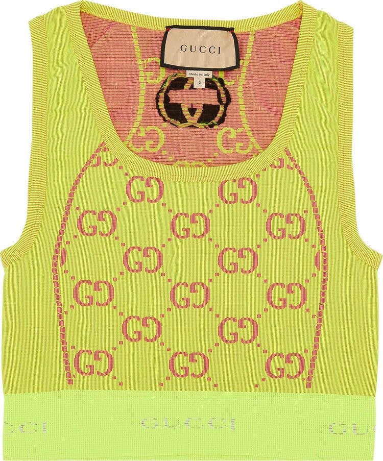 

Топ Gucci GG Jersey Jacquard Sleeveless Top Fluorescent Yellow/Pink