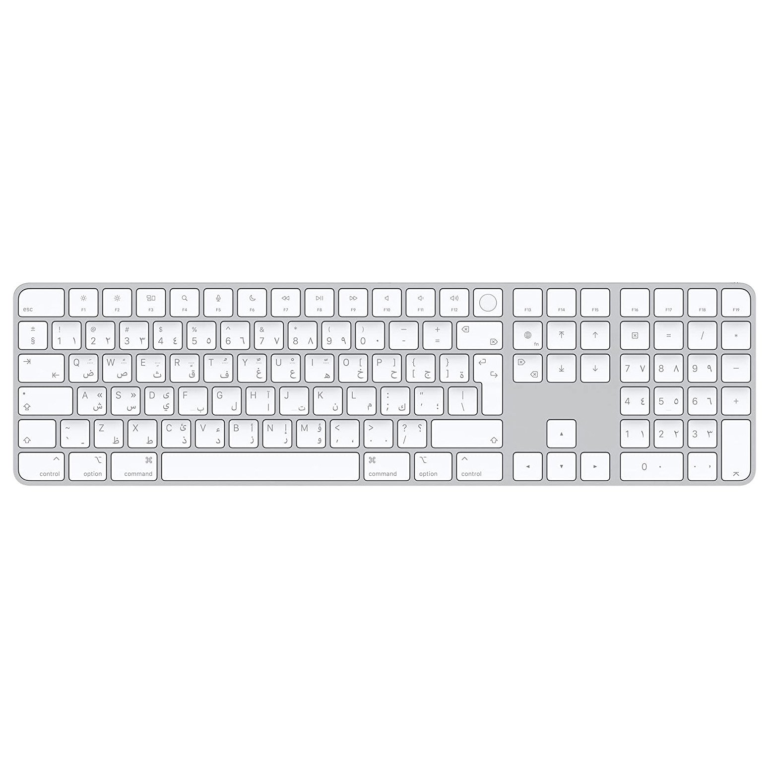 Клавиатура беспроводная Apple Magic Keyboard с Touch ID и цифровой панелью, Arabic, белые клавиши - фото