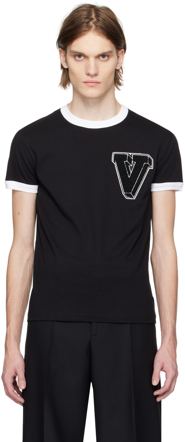 

Черная футболка V-3D Valentino, Черный