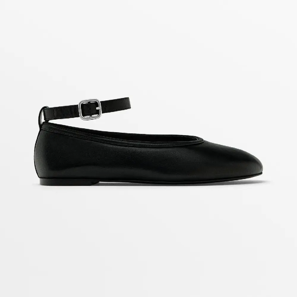 

Балетки Massimo Dutti Flats With Detachable Strap, черный