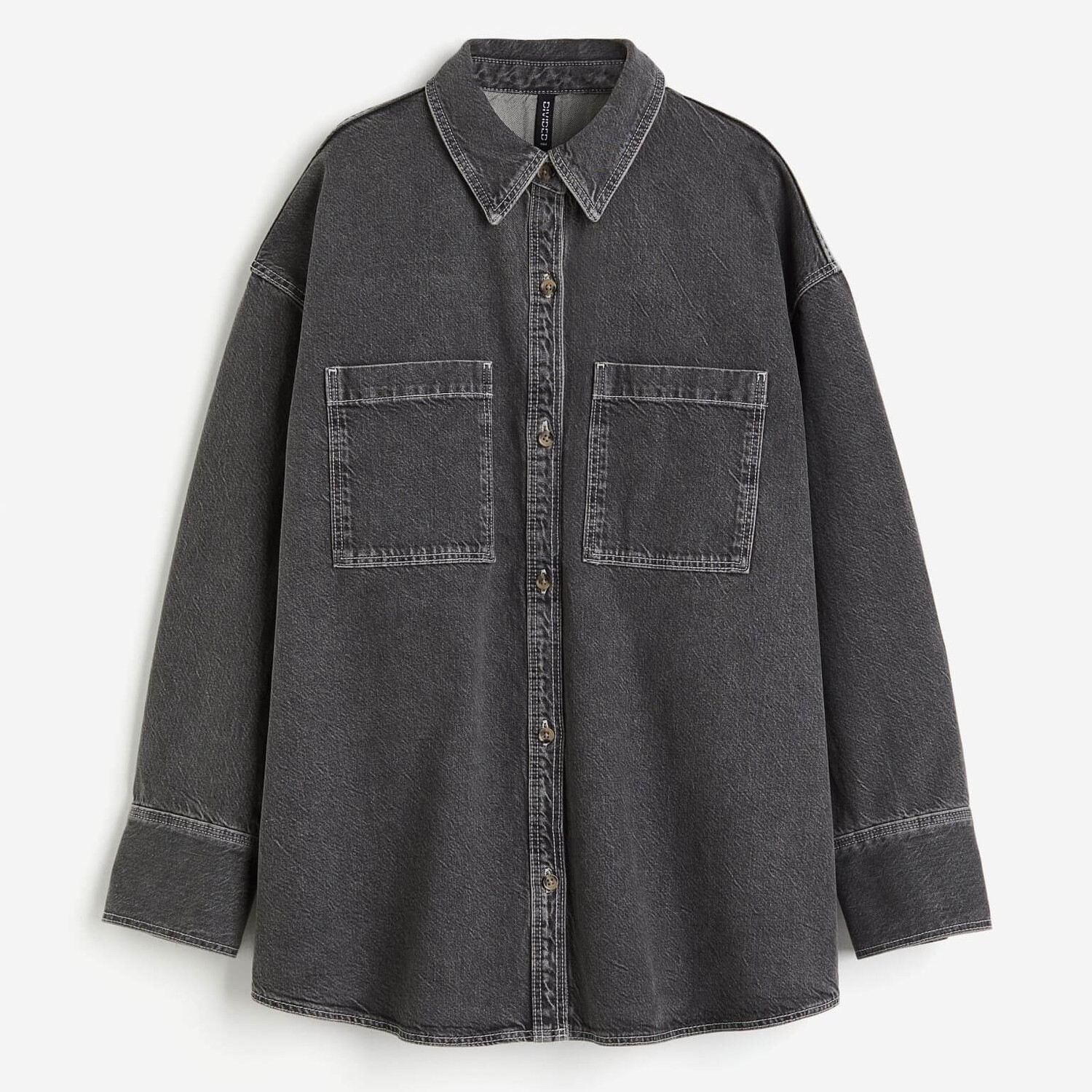 

Рубашка джинсовая H&M Oversized, темно-серый