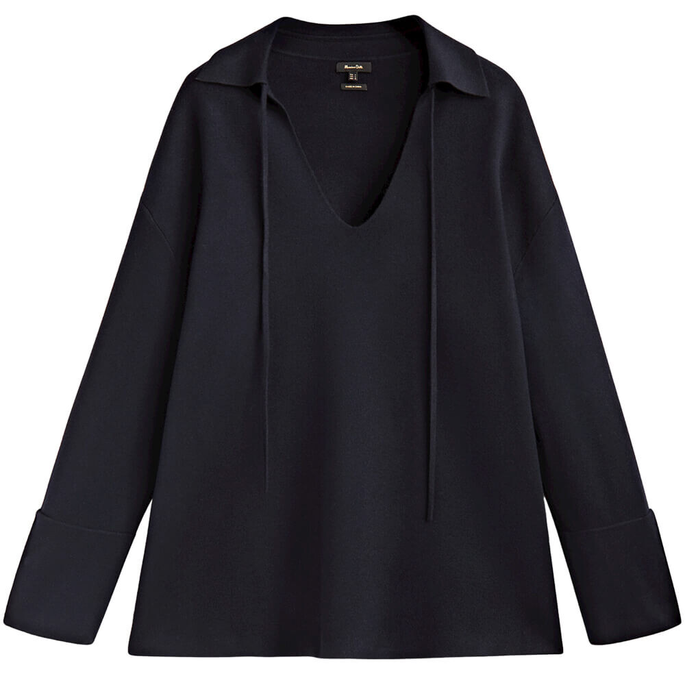 

Свитер Massimo Dutti Polo Collar, темно-синий