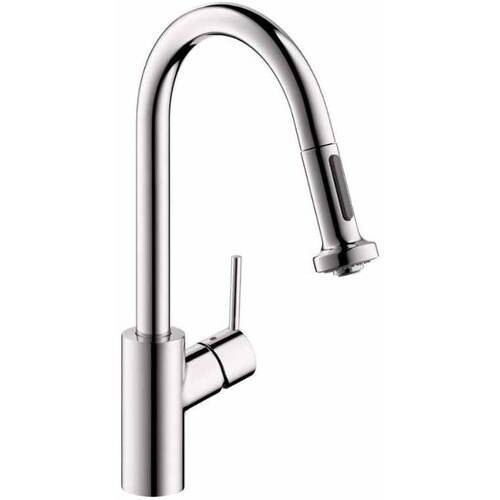 

Выдвижной смеситель для кухни Hansgrohe 04286800 Talis S с магнитной стыковкой и незапирающимся распылителем, chrome