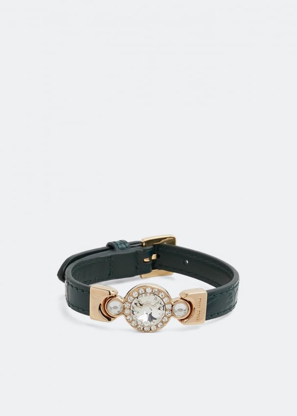 

Браслет MIU MIU Croco-print leather bracelet, зеленый