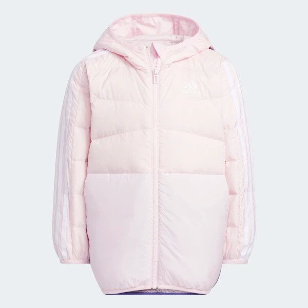 

Пуховик Adidas Sportswear 3-stripes Light Down, светло-розовый/сине-фиолетовый