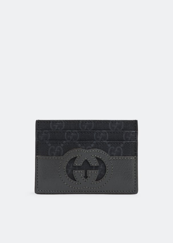 Картхолдер GUCCI Interlocking G cut-out card case, серый